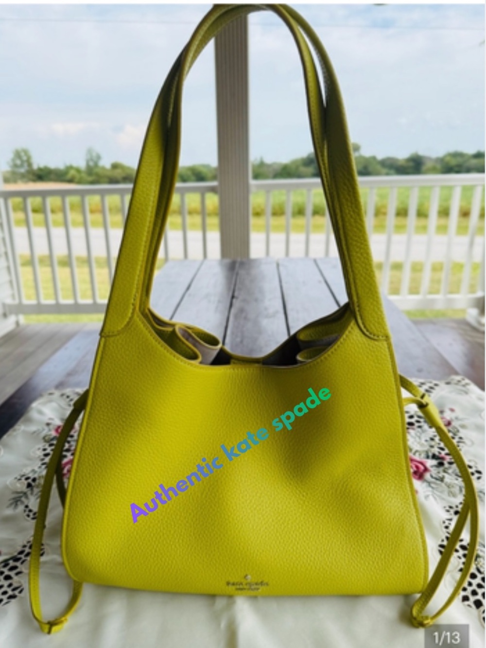 NWOT, kate spade Stash Medium Carryall Leather Shoulder Bag Star Fruit Lime